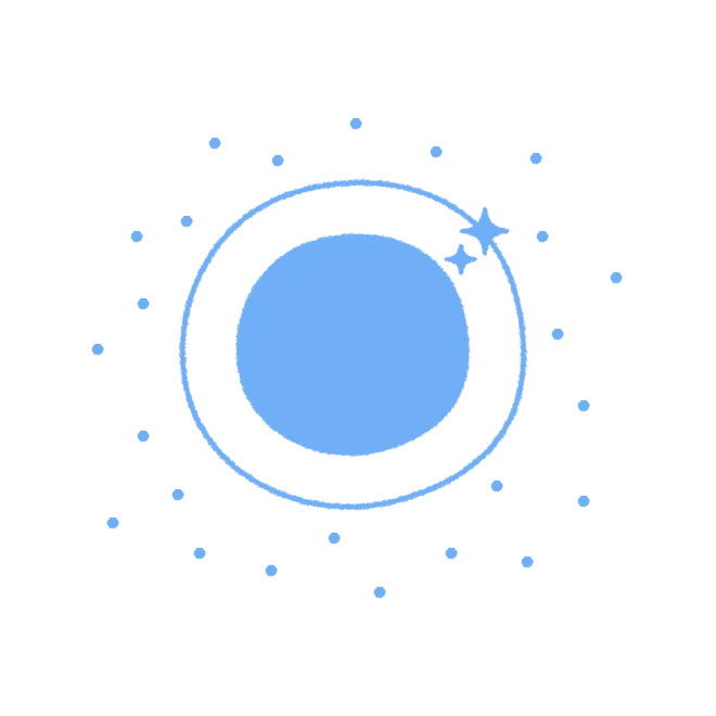 A solid core held inside a ring, with sparkles